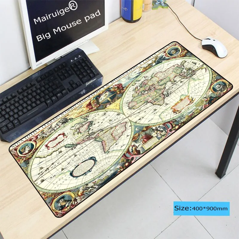  World Map Rubber Large Lock Edge mouse mat desk mats big mousepads gaming rug XL for office work/ L