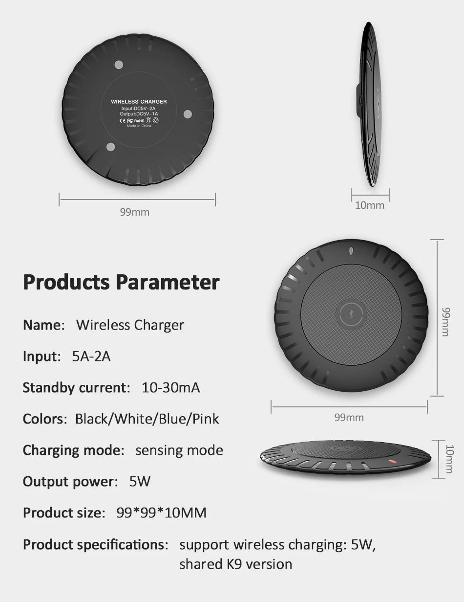 !ACCEZZ QI Wireless Charger For iphone X 8 Plus XR 11 Pro XS MAX Charge Pad With Micro Usb Cable For Samsung Galaxy S9 S10 S8 S7 (12)