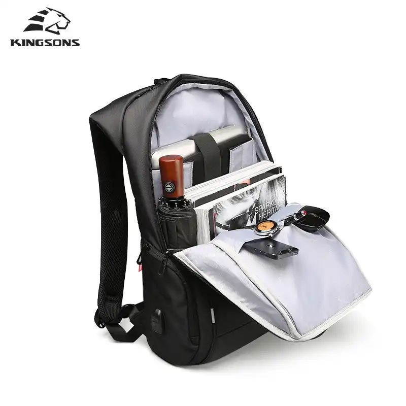 Kingsons USB Charge Business Fashion Waterproof 13/15/17 Notebook Computer Backpack for Men Women Laptop Bag 13.3/15.6/17.3 inch