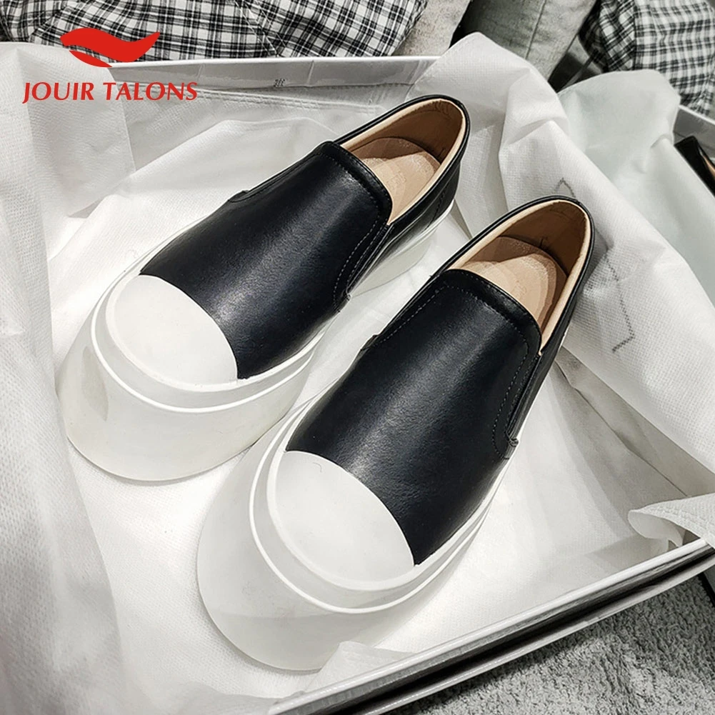 

JOUIR New Fashion 2020 Platform PU PU Rubber Poly Urethane Round Toe Slip-On Solid Shallow Spring/Autumn True To Size Casual