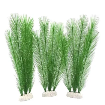 

Practical 3Pcs 11 Inch Aquarium Decorations Fish Tank Artificial Green Water Plants for All Fish & Pets