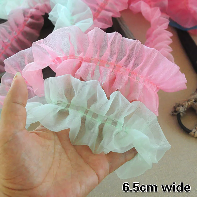 

Center Crumpled Organza Pink Green Lace Ribbon DIY Doll Clothing Puff Skirt Baby Cradle Decoration Accessories Sofa Pillow Trim
