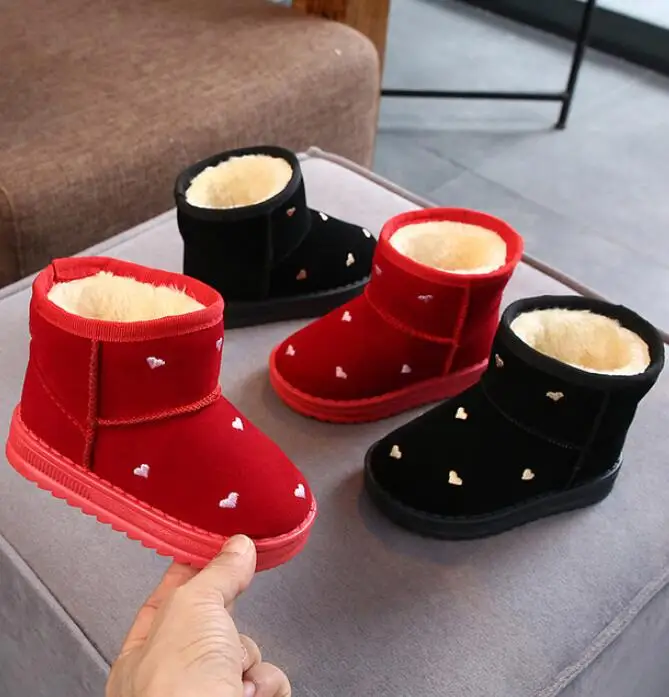 

Warm Kids Snow Boots For Children New Toddler Winter Princess Child Shoes Non-slip Flat Round Toe Girls Baby Lovely Boots
