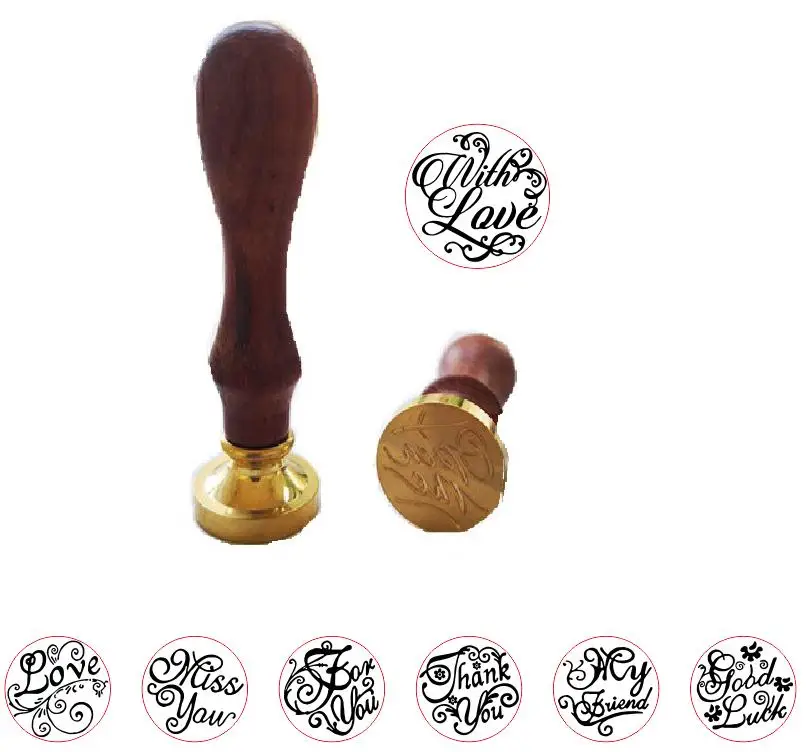 

1x Wax Seal Stamp Retro Greeting words blessing letters Merry Christmas Happy Birthday Thank You With Love Antique Sealing Stamp