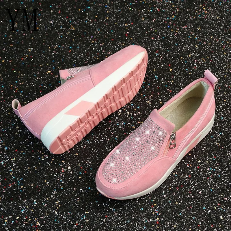 

Women's Sneakers Ladies Ankle Flat Shoes Loafers Zipper crystal Roman Camouflage Casual Shoes Women soft Footwears new 35-43