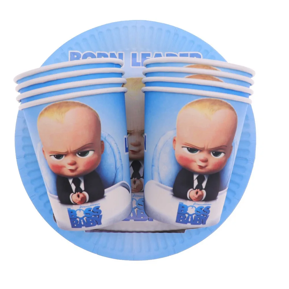 Birthday Party Supplies Cartoon Baby Boss Birthday Disposable Tableware Wedding Decor Plate Cup Baby Shower Decoration Kids cc75 (4)