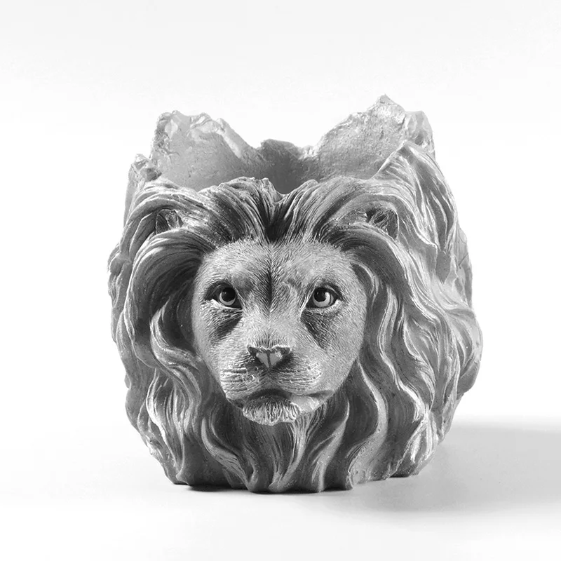 DIY Silicone Cement Mold Handmade Lion Shaped Flower Pot Concrete Mould
