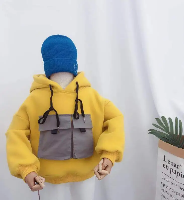 Korea style boys hooded t-shirt thicken cotton fashion autumn winter kids sweatshirt 2-7t