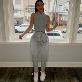 

European and American Cross-Border Hot 2020 Summer Ins New Women's Sleeveless Fitness Sports One-Piece Suit Women