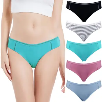 

Comsoft women underwear set 5pcs women's briefs high quality solid colors women's panties mid-rise breathable soft female pants