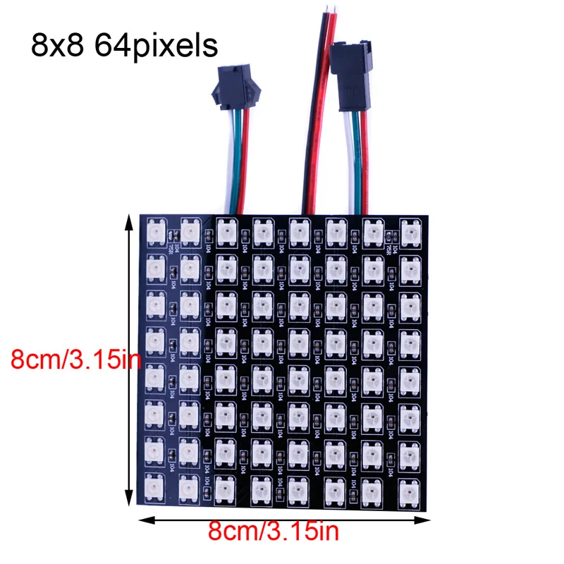 8X8CM 64LEDS Светодиодные пиксельные полосы света WS2812 модуль панели экранные лампы Гибкие DIY дисплей доска DC 5V чип цифровой индивидуальный адресуемый - Цвет: 8X8CM 64LEDS