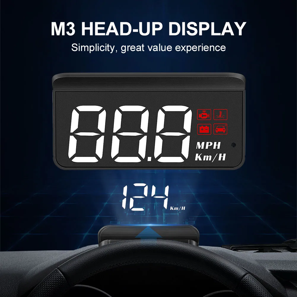 2021 New M3 Head-Up Display Car KM/h MPH Auto Electronics OBD2 HUD Windshield Projector Big Fond Coolant Temp Dropship | Автомобили и