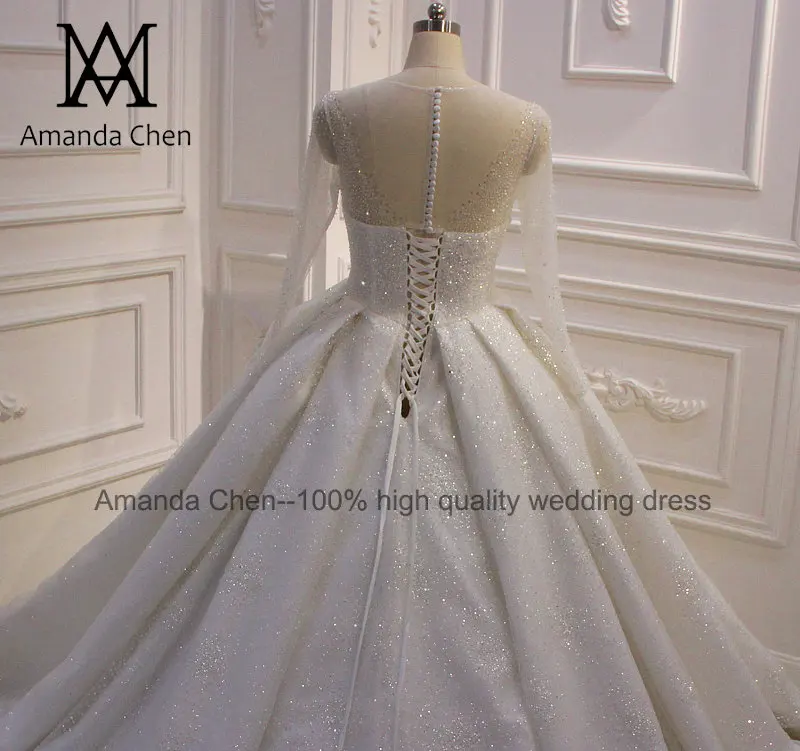 Robe de mariee/блестящее свадебное платье с длинными рукавами в Дубае
