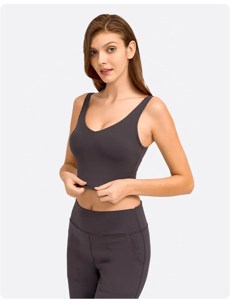 Lulu Fitness Tank Top Women Sports Support Sexy Tight Gym Yoga Vest Buttery Soft Weightless With Removable Chest Pad Custom Logo