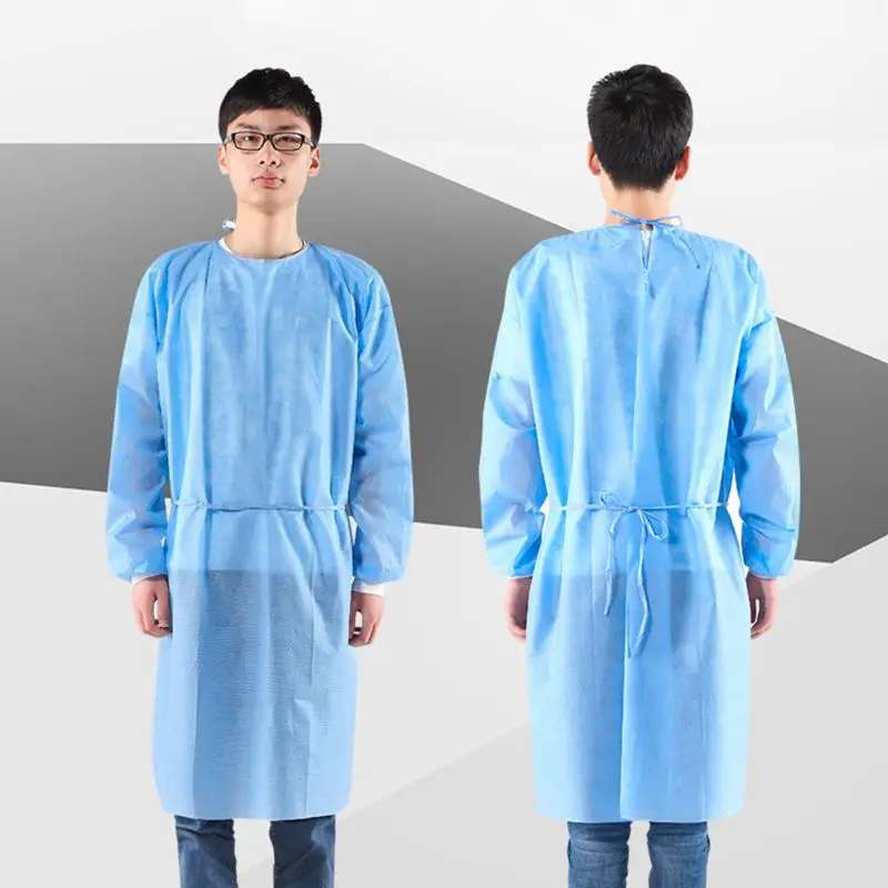 10Pcs Isolation Gown with Elastic Cuff Disposable Non-Woven Splash Resistant one size fits all