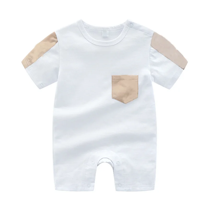 1 шт. комбинезоны для новорожденных маленьких мальчиков с короткими рукавами, детская одежда с длинными рукавами детская одежда; комбинезон для младенцев - Цвет: Белый