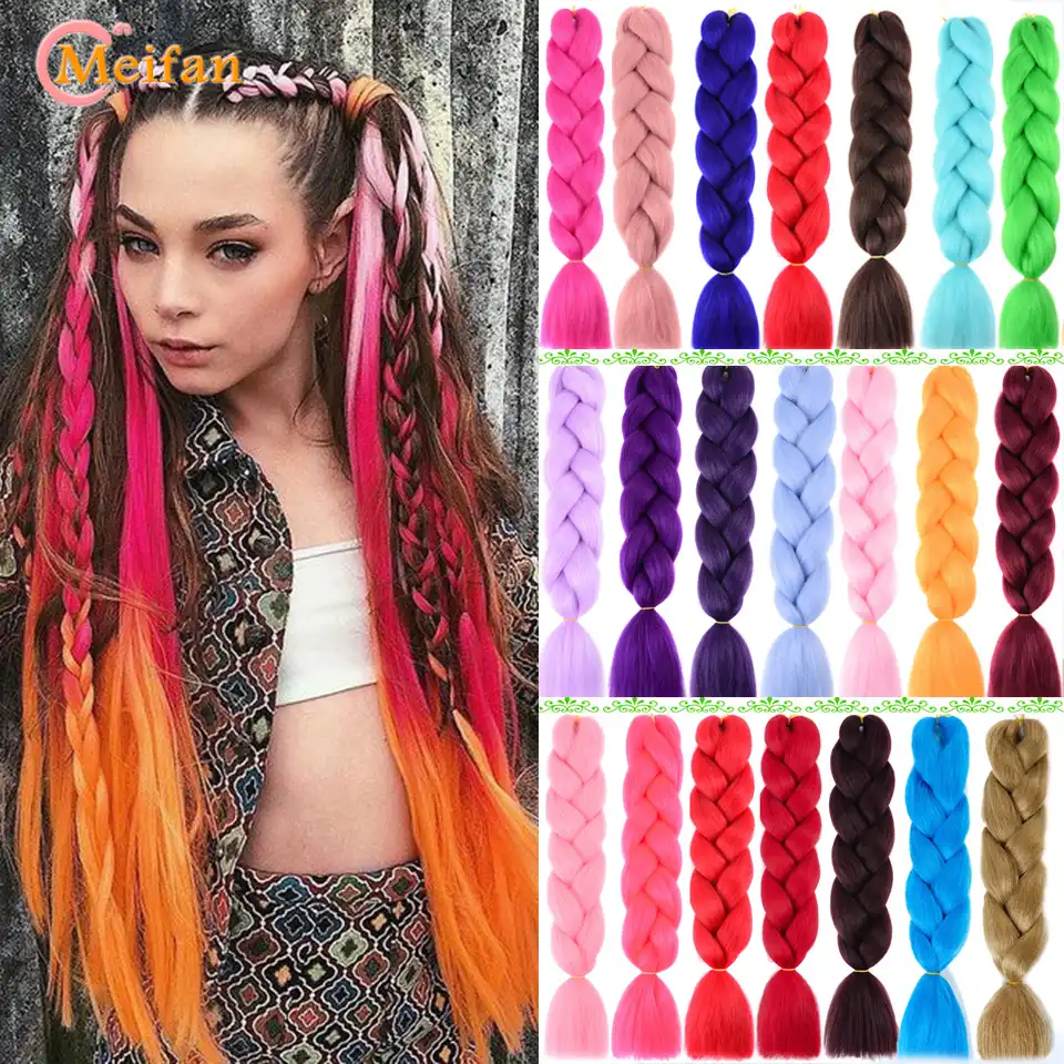 Meifan 100 G Upak Ombre Rozovyj Fioletovyj Sinij Blond Cvet Bolshie Sinteticheskie Kosy Raduga Pletenie Narashivanie Volos Dlya Zhenshin Aliexpress