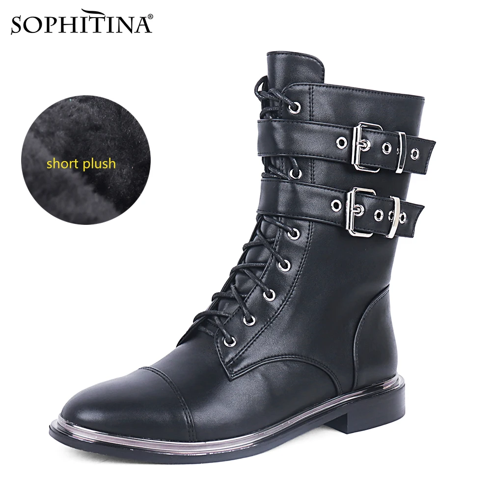 SOPHITINA/женские зимние ботильоны Теплые плюшевые удобные ботинки для верховой езды