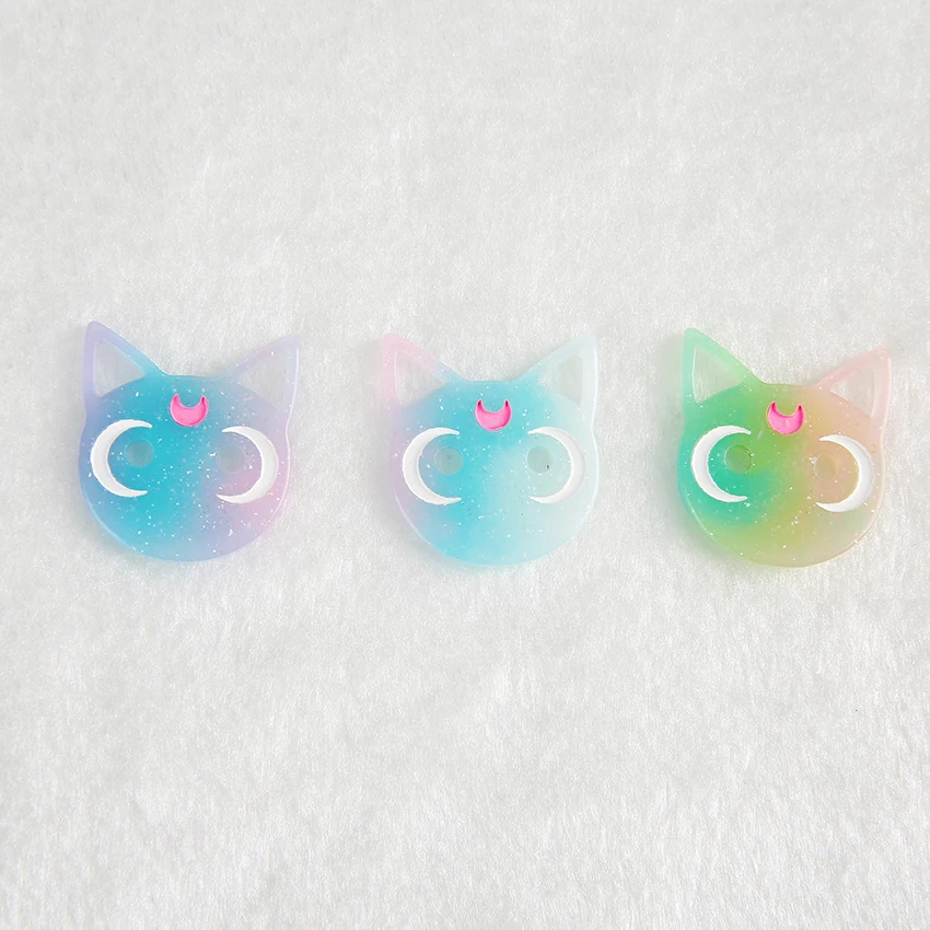 

20pcs/lot 24*28mm Multicolor Sailor Moon Cat Flatback Resin Cabochons Charms Necklace pendant earring accessories for DIY decoration