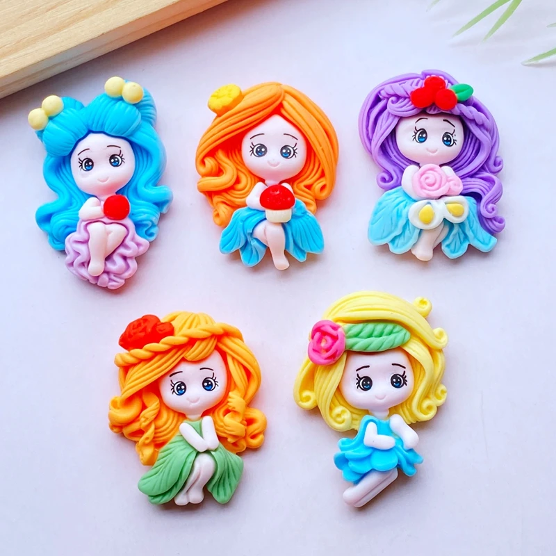 5/10pcs New Cute Resin Cartoon Princess Series Flat Back Cabochon Scrapbook Kawaii DIY Embellishments Accessories