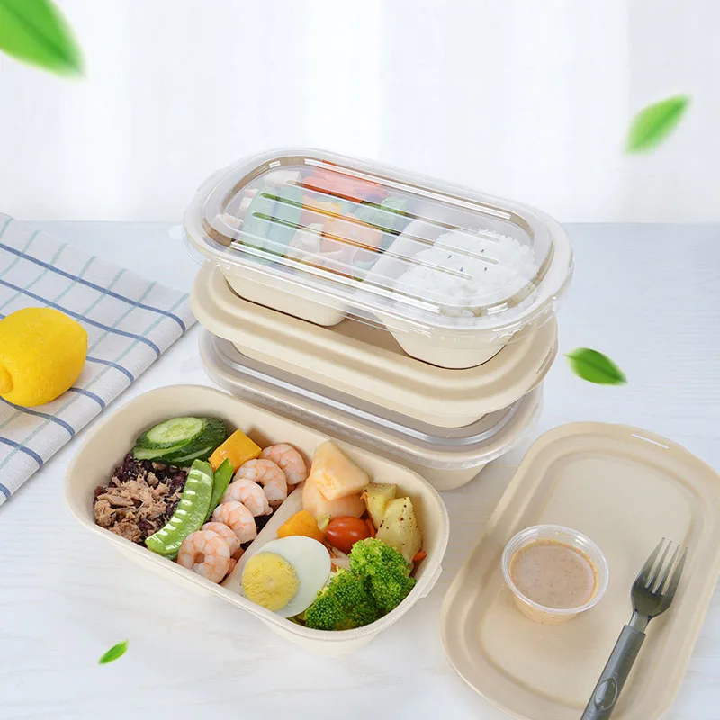 10 шт. Bento Box экологичный Ланч бокс контейнер для еды одноразовая целлюлоза посуда