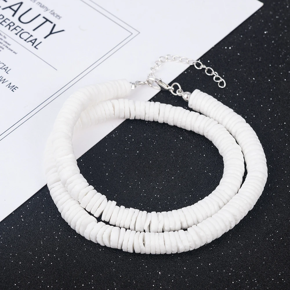 Модный летний чокер в стиле бохо белый круглый Гавайский скошенный ожерелье из морской раковины Серфер оболочки чокер Рождественский подарок ювелирные изделия
