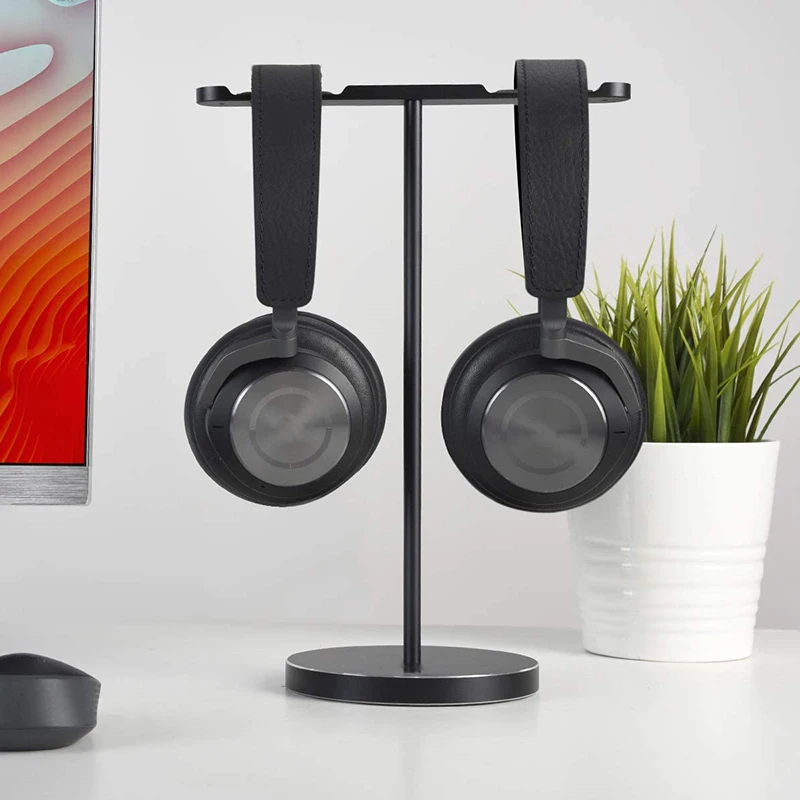 Dual Aluminum Headphones Stand Holder Showcase with Solid Heavy Base and Fits for PS4 Gamer Headsets and All Headphones