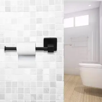 

Towel Hook Wall Mount Toilet Paper Holder Bathroom Tissue Holder Paper Roll Dispenser Black Hotel Roll Paper Wall Hanging Rack
