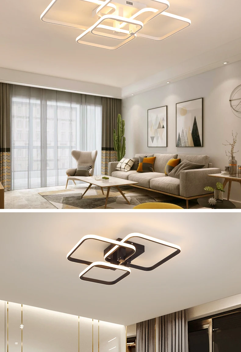 NEW Rectangle Acrylic Aluminum Modern Led ceiling lights for living room bedroom White/Black Led Ceiling Lamp Fixtures AC85-265V glass ceiling lights