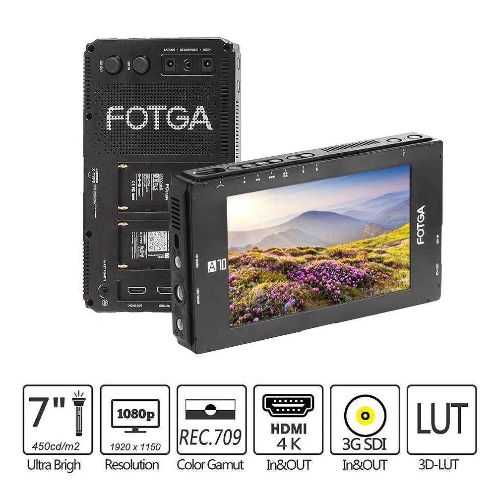 FOTGA A70/A70T/A70TL/A70TLS " FHD видео накамерный полевой монитор ips SDI 4K HDMI 3D LUT двойная NP-F Батарейная пластина для A7S II GH5