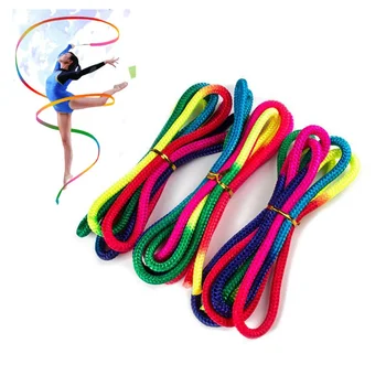 

1pc Sports Gym Rainbow Color Rhythmic Gymnastics Rope Solid Competition Arts Training Rope Gymnastics Rope 2020