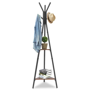 

170x50cm Tube Assembled Metal Hangers Hat Coat Display Floor Standing Rack 6 Hooks Clothes Hanger Bedroom Clothing Organizer