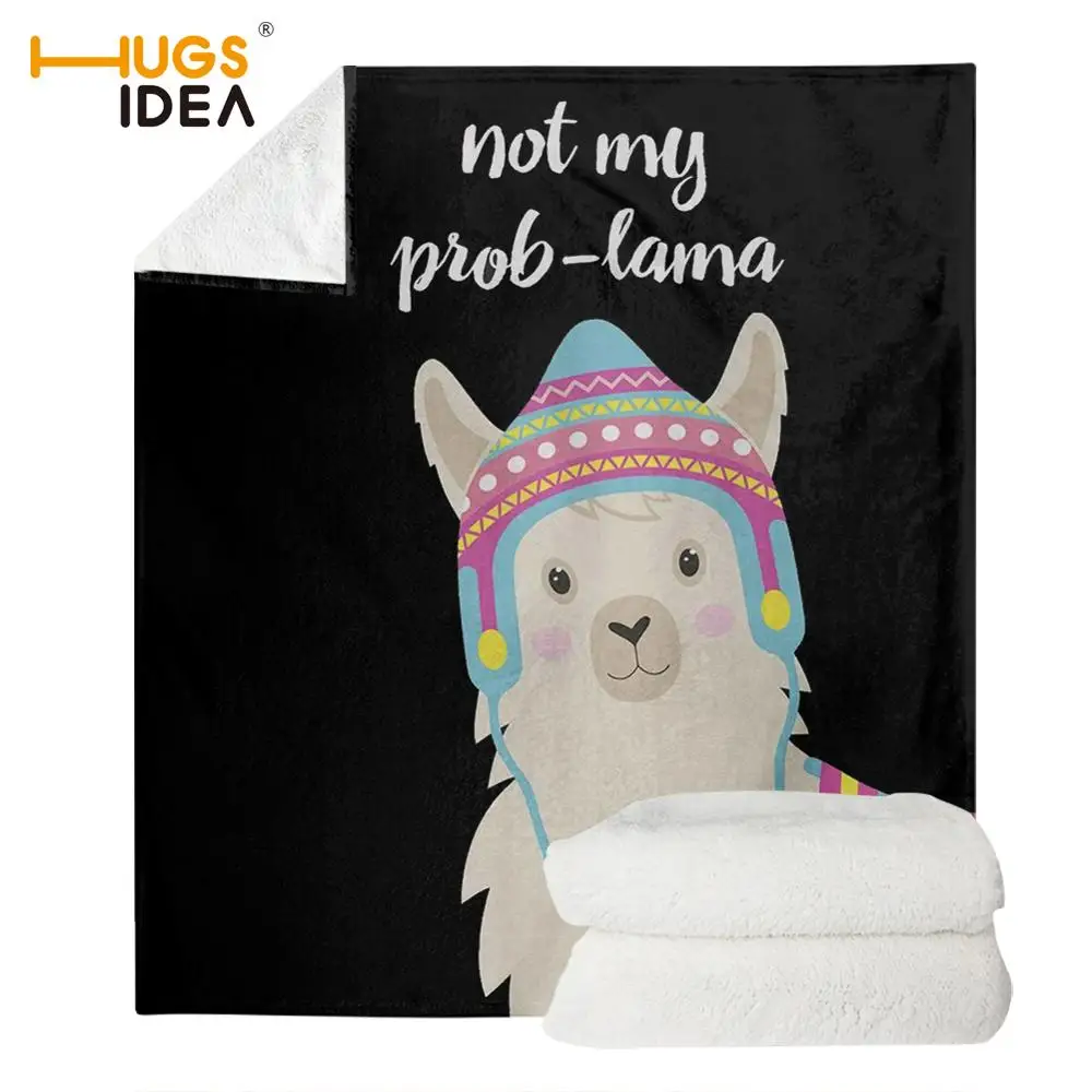 HUGSIDEA Black Animal Alpaca Llama Print Sofa Couch Travel Blanket Soft Warm Throw Blankets Fleece Cozy Bed Sleeping | Дом и сад