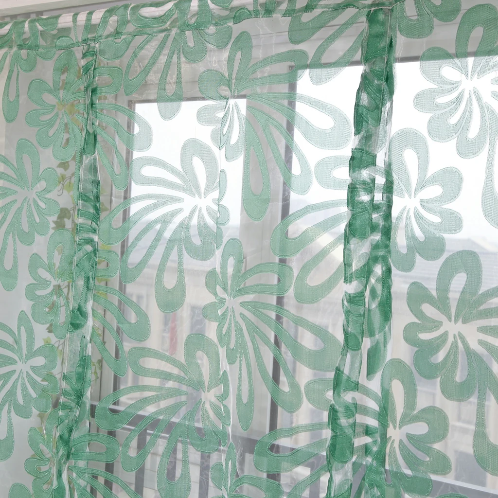 Chic Jacquard Flower Design Short Roman Window Curtain Tie-up Window Sheer Voile - for Cafe Kitchen Bedroom Window Decor