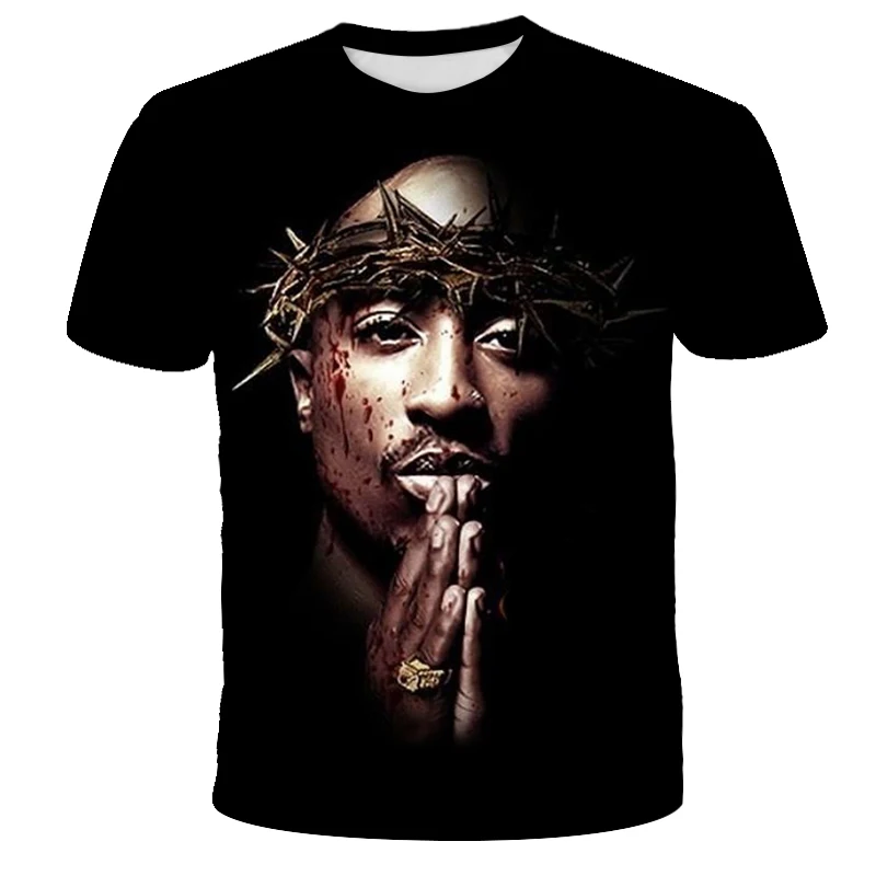 Футболка в стиле хип-хоп для мужчин, новинка, брендовая модная футболка с 3d принтом rapper Tupac 2Pac, летние топы, футболки, тонкая футболка, плюс размер 4XL 5XL - Цвет: T5084