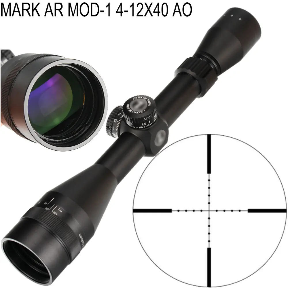 L MARK AR MOD-1 4-12X40 AO Mil-Dot прицелы для охоты 1 дюймов трубные турели сброс тактический прицел