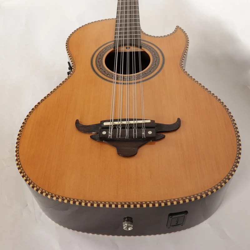 Профессиональный 10 струн электро-Акустическая гитара из цельного дерева топ с эквалайзером функцией тюнера