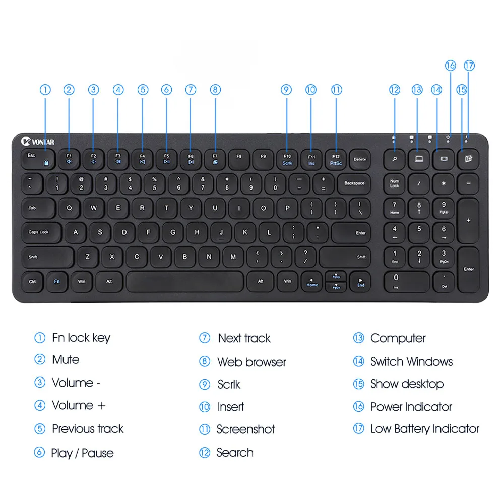 2.4G Wireless Keyboard Ultra Slim Multimedia Keyboard For Notebook Laptop Mac Desktop PC TV Office Supplies