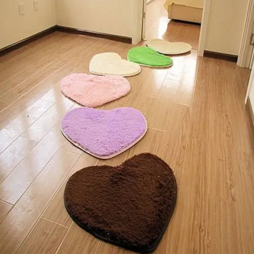 

Fast Heart Shaped Shaggy Fluffy Rugs Anti-Skid Area Rug Carpet Home Bedroom Floor Mat