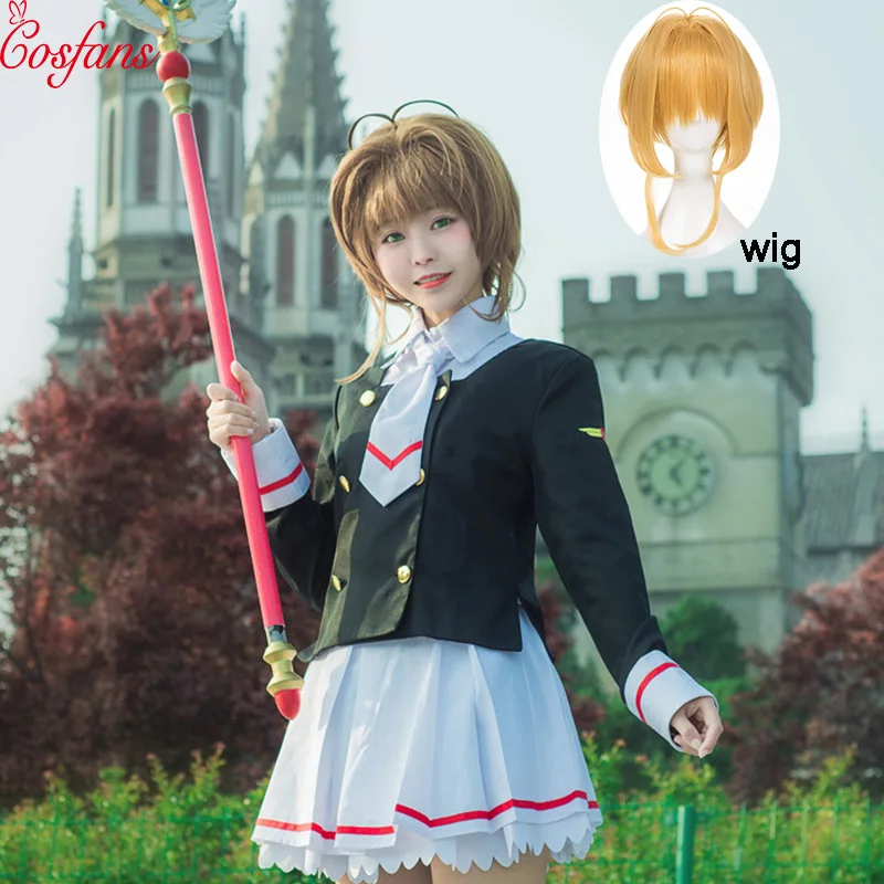 Новый карнавальный костюм Sakura Clearcard Kinomoto Tomoyo Daidoji школьная форма косплей и парики