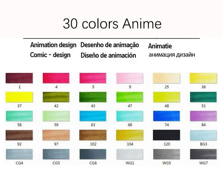 Художественный маркер 30/40/60/80/168 Цвета маркер-кисточка спиртовые чернила каллиграфия ручка товары для рукоделия для артистическая Расчёска ручка с 4 подарки - Цвет: 30 colors Animation