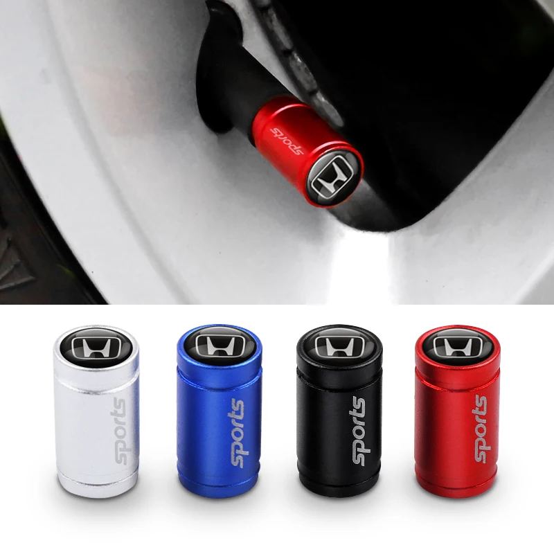 

4Pcs metal SPORT Emblem Car Tire Valve Caps Case For Honda Accord Civic CRV Fit HR-V Vezel Odyssey City Jazz Jade Stream