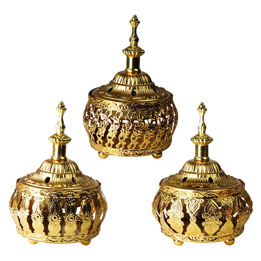 Middle Eastern Arabian Metal Incense Burner Holder Censer Bowl With Lid