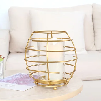 

Home Decor Props Nordic Style Party Metal Craft Ornament Wedding Tealight Geometric Minimalist Desktop Candle Holder Candlestick
