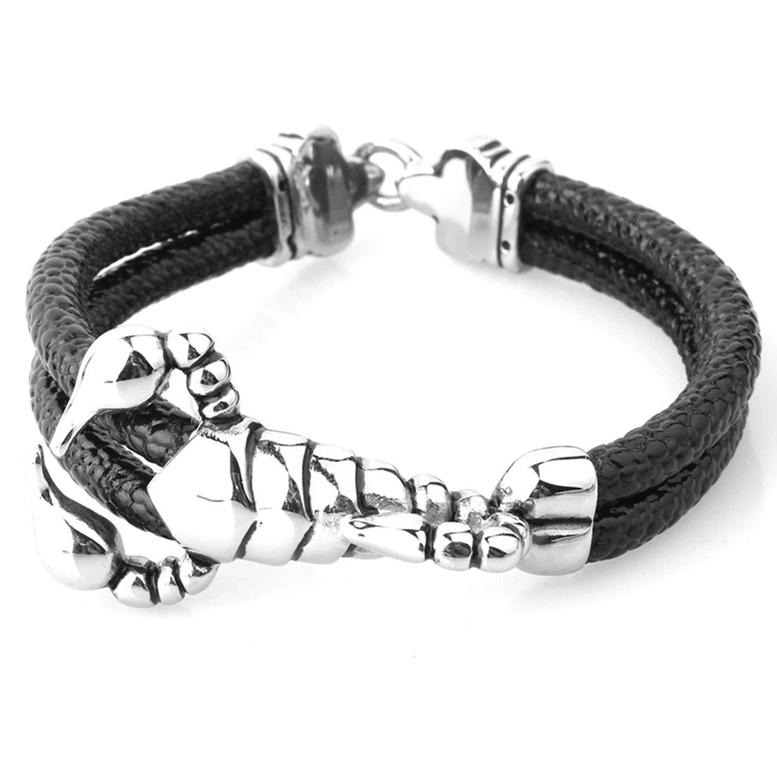 

Men Bracelet Punk Scorpion Bangle Black Weaving Charm Rope Chain Leather Bracelet Stainless Steel Fashion Bracelets Gift