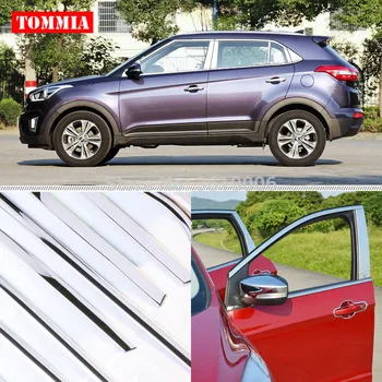 

TOMMIA Full Window Middle Pillar Molding Sill Trim Chromium Styling Strips Stainless Steel For Hyundai IX25 2014-2016