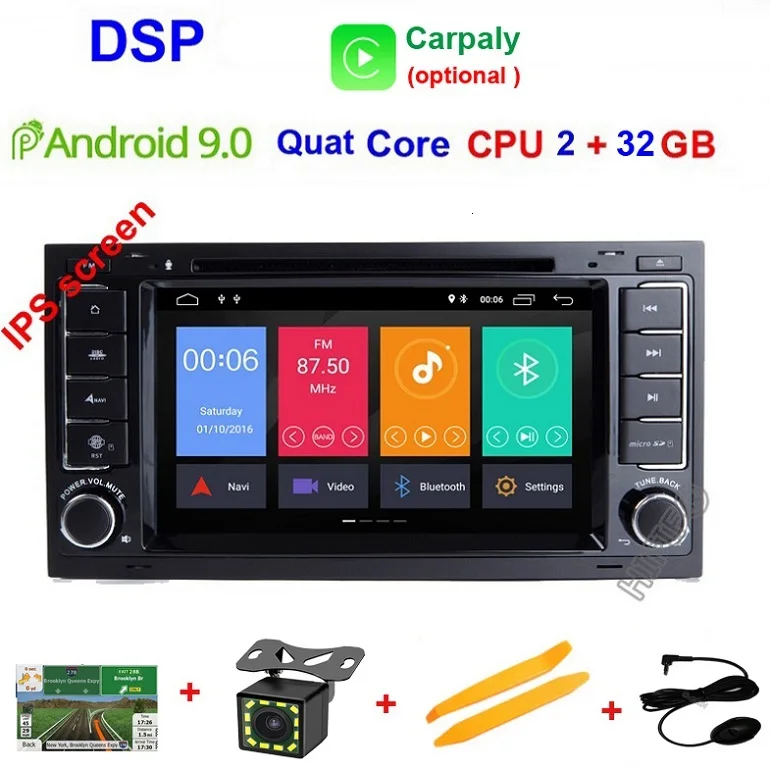 Ips DSP Android 9,0 4G Автомобильный gps для VW Volkswagen Touareg T5 транспортер мультивен dvd-плеер радио мультимедиа навигация ПК - Цвет: Quad Core 2G 32G DSP