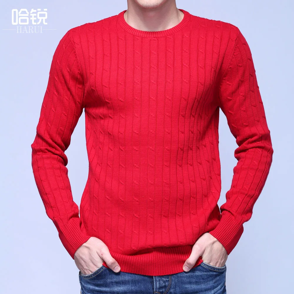 Solid O-neck Men Knitted Pullover Sweater England Style Mens Long Sleeve Pullover Black White Mens Designer Sweater
