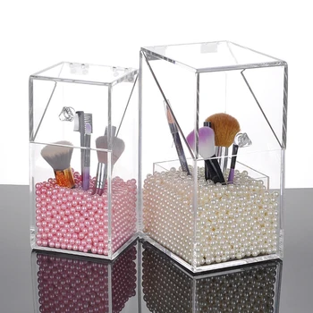 

New Clear Makeup Pearls Box Cosmetic Storage Box Makeup Brushes Organizer Pencil Lipstick Holder Makeup Tools Organizer Case