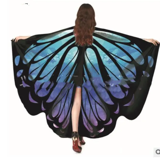 Hot Sell Women Butterfly Wings Shawl Soft Fabric Fairy Ladies Nymph Pixie Costume Accessory Sky Blue Adults | Тематическая одежда